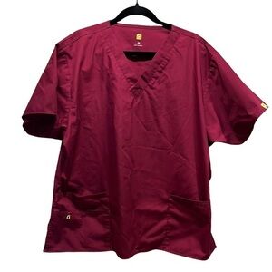 Wonderwink Scrub Scrubs Burgandy Top Size 2X